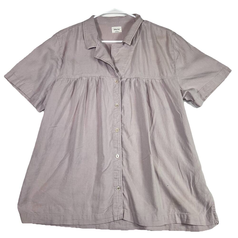 Aritzia Wilfred Free Shirt Women Size L Light Purple Callisto Button Linen Blend
